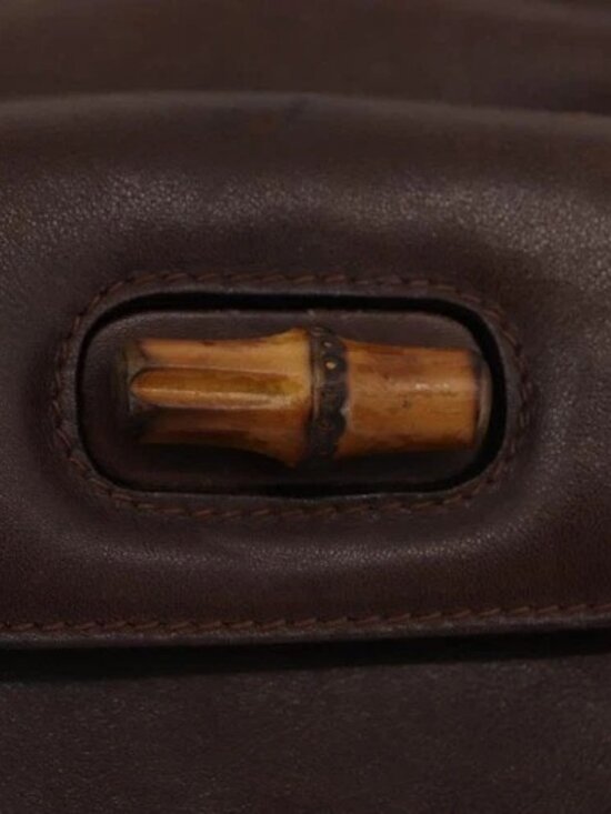 GUCCI Bamboo Backpack Leather Brown Gold 003 2058 0030 Auth BA11134 main image 16